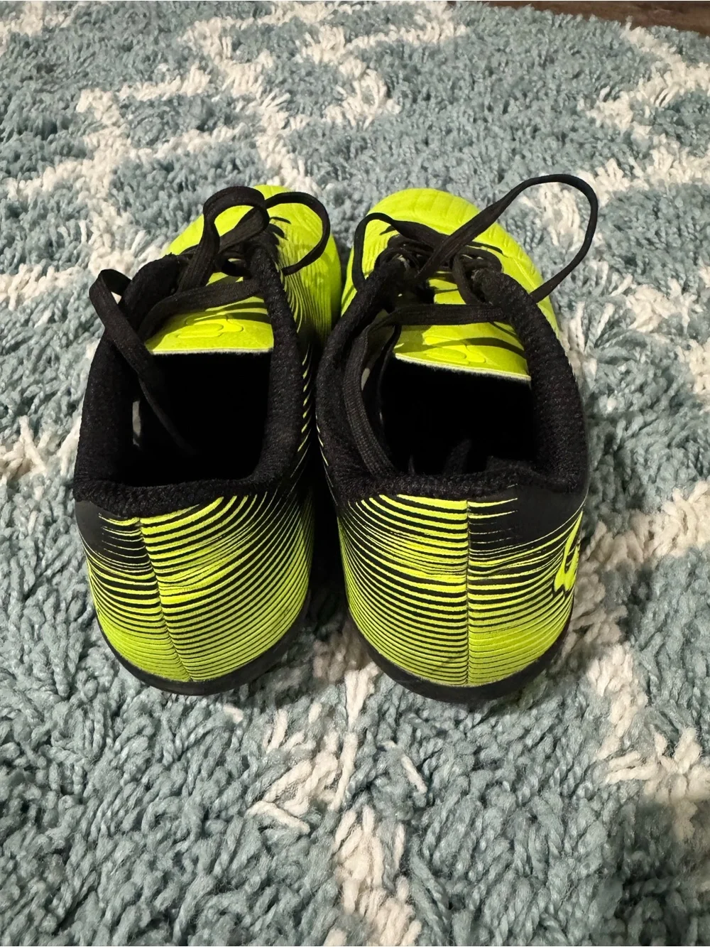 Kid’s Neon Green Soccer Cleats with Black Accents